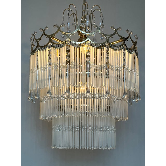 Vintage Opaline Teardrop Rod Chandelier, 1970s For Sale - Image 4 of 18
