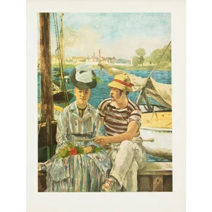 1953 Manet "Boating at Argenteuil", Full-Color Print