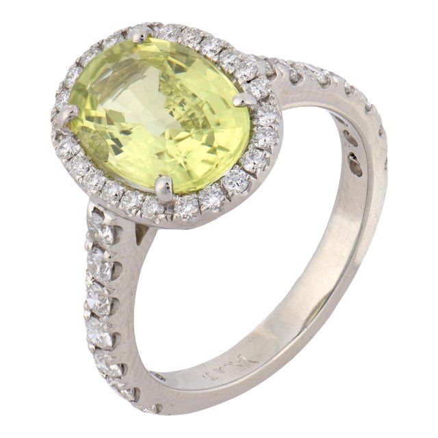 Mid 20th Century Gia 2.62 Carats No Heat Sapphire Diamond Platinum Ring, Size 4.75 For Sale