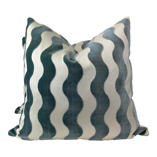 Schumacher "The Wave" in Sky 22" Pillows-A Pair For Sale