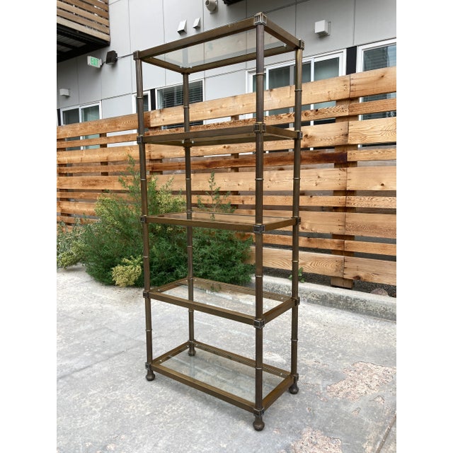 Mid-Century Modern Aged Brass Étagère From Mastercraft For Sale - Image 3 of 13