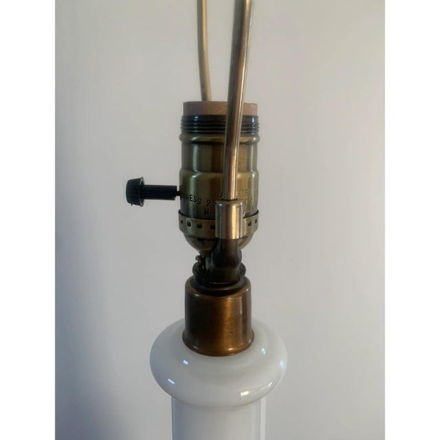 Mid-20th Century Neoclassical Hollywood Regency Tall White and Gold Opaline Table Lamp For Sale In South Bend - Image 6 of 8