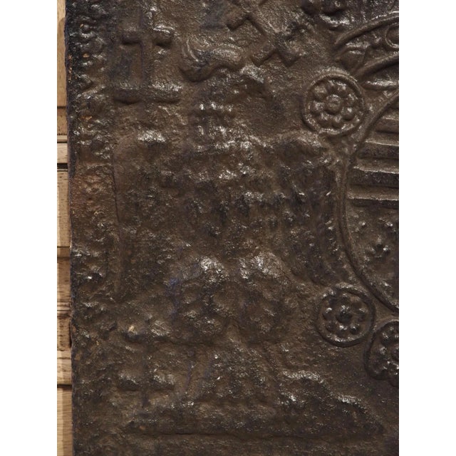 Early 1800s Heraldic Cast Iron Fireback From France For Sale - Image 4 of 12