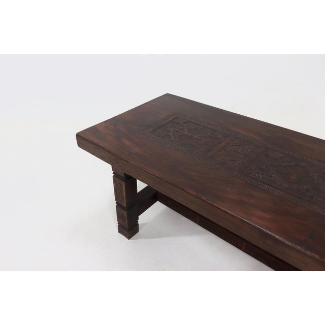 Vintage Asian Handcarved Tropical Wooden Dining Table, 1920s For Sale - Image 10 of 17