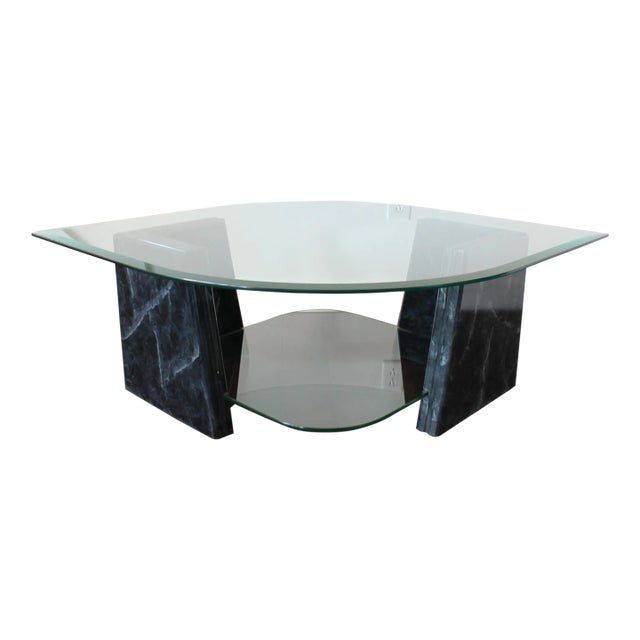 1980s Art Deco Faux Marble Coffee Table For Sale