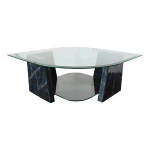 1980s Art Deco Faux Marble Coffee Table