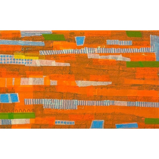 A mixed media artwork on archival arches artist paper. A combination of printmaking, acrylic paint, marker pens and tape....