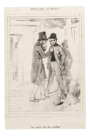 Paul Gavarni, The Walls Have Ears, Mid-19th Century, Lithograph
