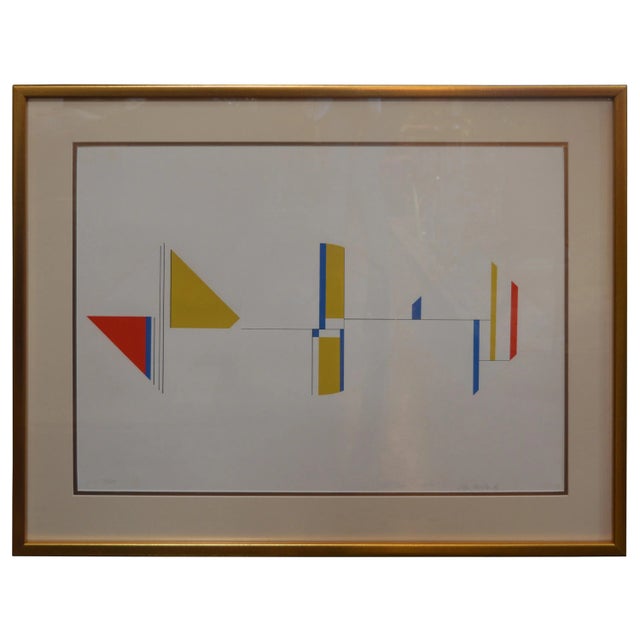 Three colorful geographic serigraphs by Ilya Bolotowsky. All three prints have been re-framed with UV protected acrylic....