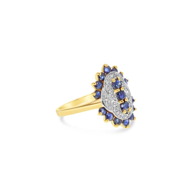 2020s Vintage Style Diamond Sapphire or Ruby Ring 10k Yellow Gold, Size 9 For Sale - Image 5 of 6