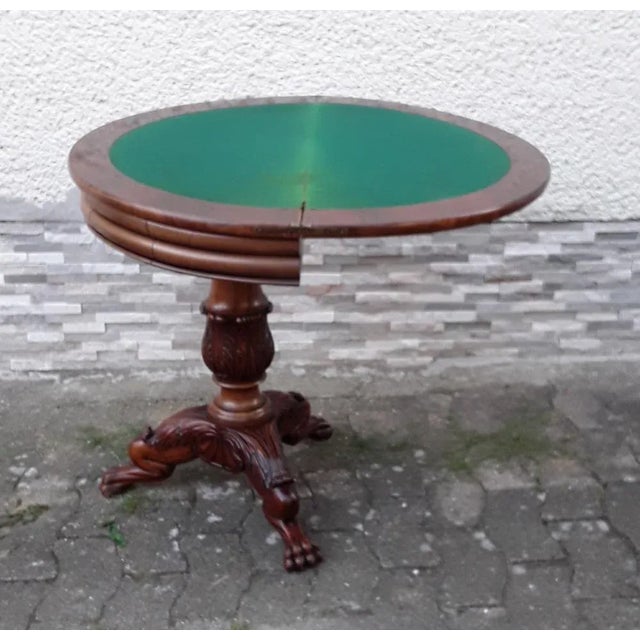 Purple Antique German Gaming Table in Mahogany, 1860 For Sale - Image 8 of 10