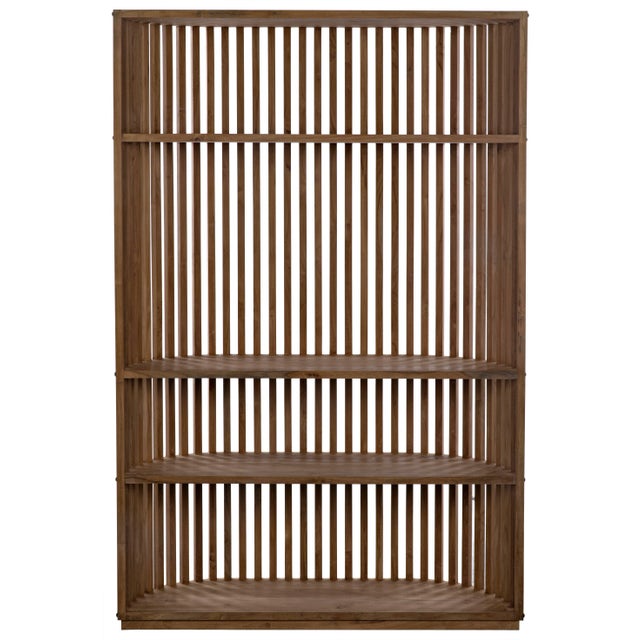 A gently curved shape is complemented by perfectly straight lines in this hand-carved shelving unit. Fully finished, from...