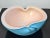 1960s Italian Murano Clear Turquoise Blue & Light Peach Blown Art Glass Bowl 1960 For Sale - Image 5 of 13