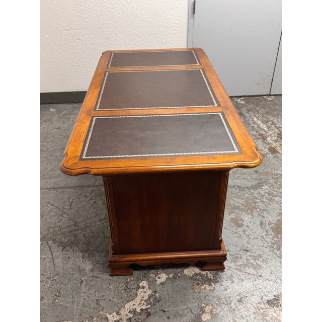 Lexington Traditional Double Pedestal Executive Desk, Vintage For Sale - Image 9 of 12