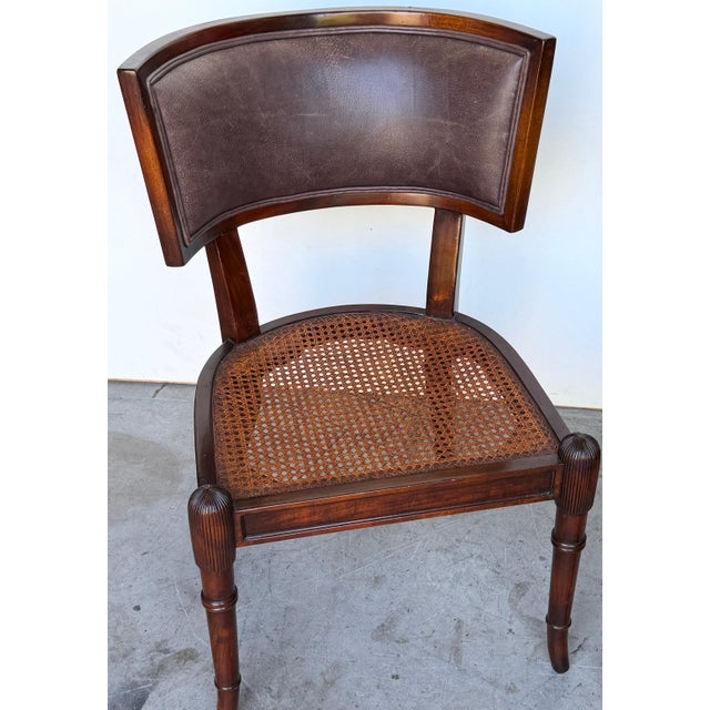Neoclassical Pair of Neoclassical Klismos Chairs with Caned Seats and Leather Cushions For Sale - Image 3 of 16