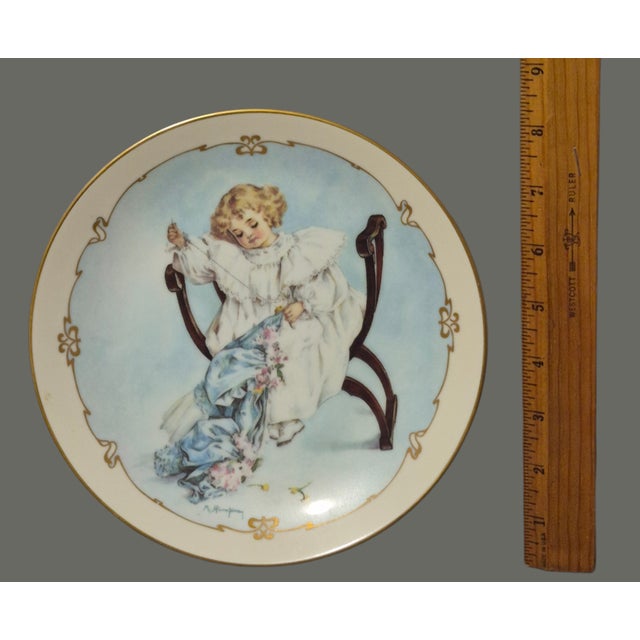 Ceramic Vintage Little Ladies Maud Humphrey Bogart "The Seamstress" Decorative Plate For Sale - Image 7 of 8