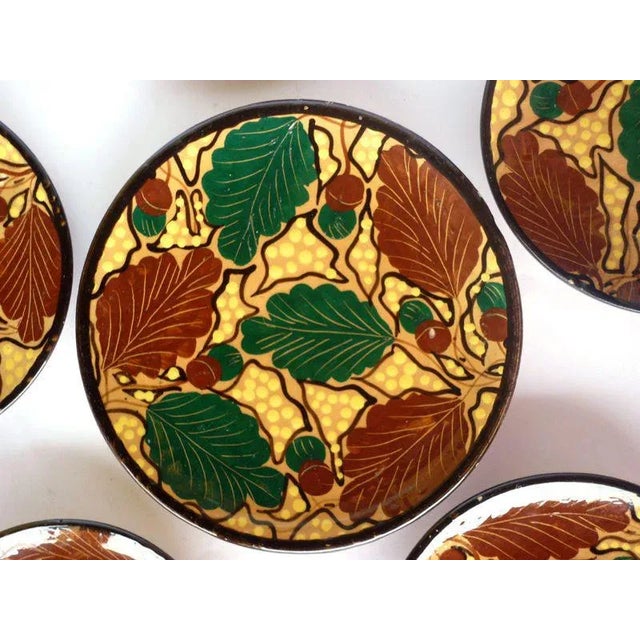 1920s Art Deco RBC Oak Leaf Plates by Bini & Carmignani, 1920s, Set of 6 For Sale - Image 5 of 9