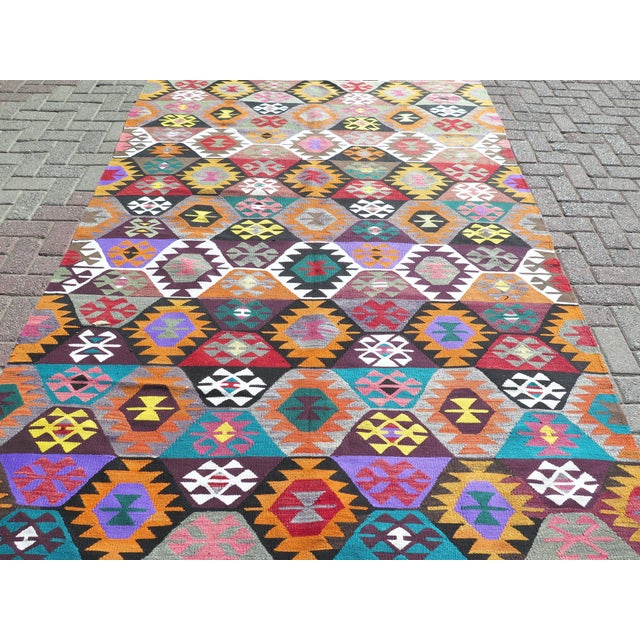 Mid-Century Modern Mid 20th Century Turkish Boho Kilim Handmade Area Rugs For Sale - Image 3 of 13