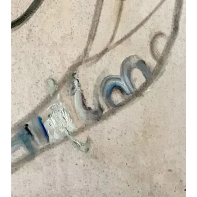 Abstract "Nowhere Man", 2022. Abstract, Figurative Oil Painting on Canvas by Joe Ginsberg. Predominantly Greige With Accents of Blue, Black and Gold. For Sale - Image 3 of 6