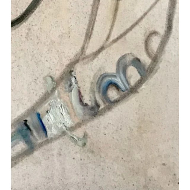 Abstract "Nowhere Man", 2022. Abstract, Figurative Oil Painting on Canvas. Predominantly Greige With Accents of Blue, Black and Gold. For Sale - Image 3 of 6