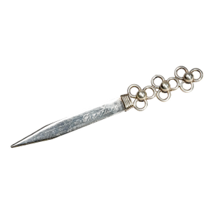 Handmade Vintage Sterling Silver 925 Luxury Desk Letter Opener Sculptural Openwork Floral Handle