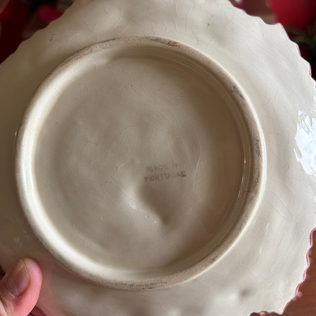 A Vintage Set of 4 Faianças Belo Portugal Majolica Geranium Leaf Dishes, Circa 1970's For Sale - Image 10 of 11