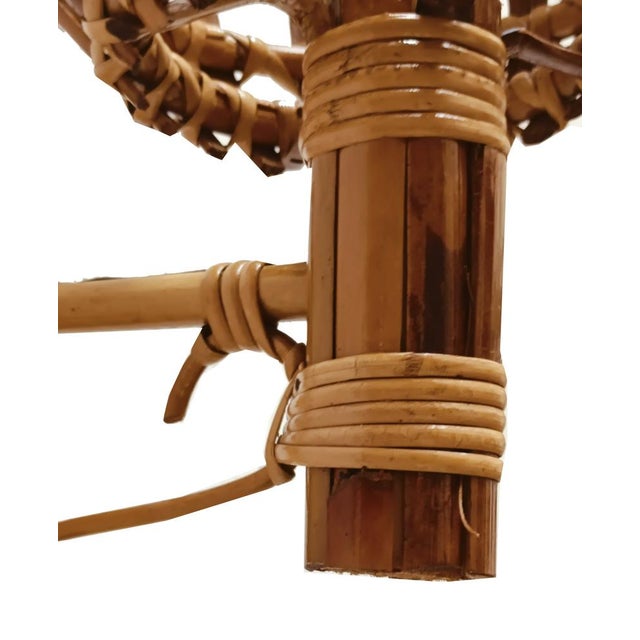 Bamboo and Rattan Lantern Wall Lamps attributed to Louis Sognot, France, 1960s, Set of 2 For Sale - Image 6 of 8