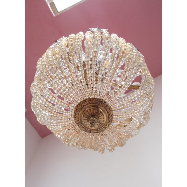 1950s French Chandelier in Bronze and Crystals, 1950 For Sale - Image 5 of 7