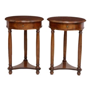 Vintage French Empire Style Burlwood Guéridons - A Pair For Sale