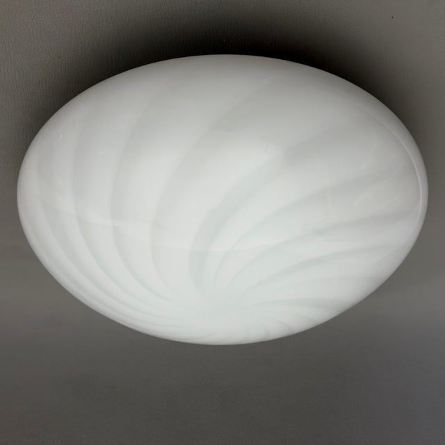 Space Age Murano Glass Swirl Ceiling Lamp in Glossy White, 1970s For Sale - Image 11 of 11