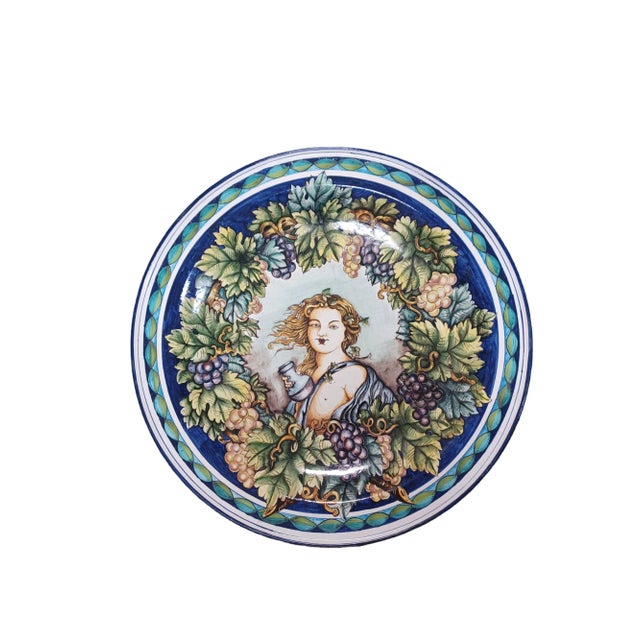 Vintage Late 20th Century Italian Ceramic Wall Charger Depicting a Goddess For Sale - Image 4 of 4