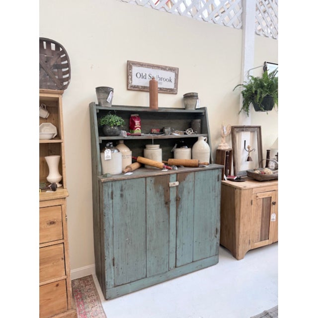 Mid 19th Century Antique Pine Hutch With Original Paint For Sale - Image 4 of 11