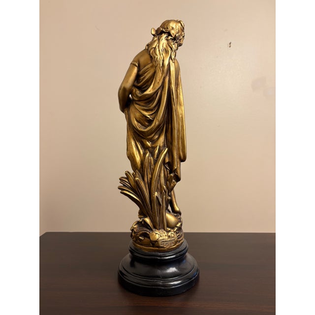 Vintage Pair Gold Signed Norwal Chalkware Grecian Lady Sculptures For Sale - Image 10 of 10