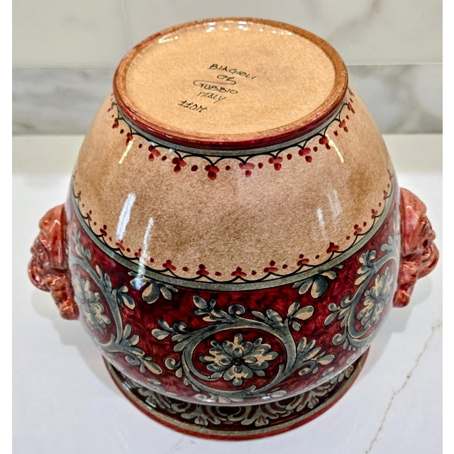 Late 20th Century Biagioli Ceramiche Gubbio Italian Majolica Jardiniere – Hand-Painted Vintage Ceramic Planter For Sale - Image 11 of 12
