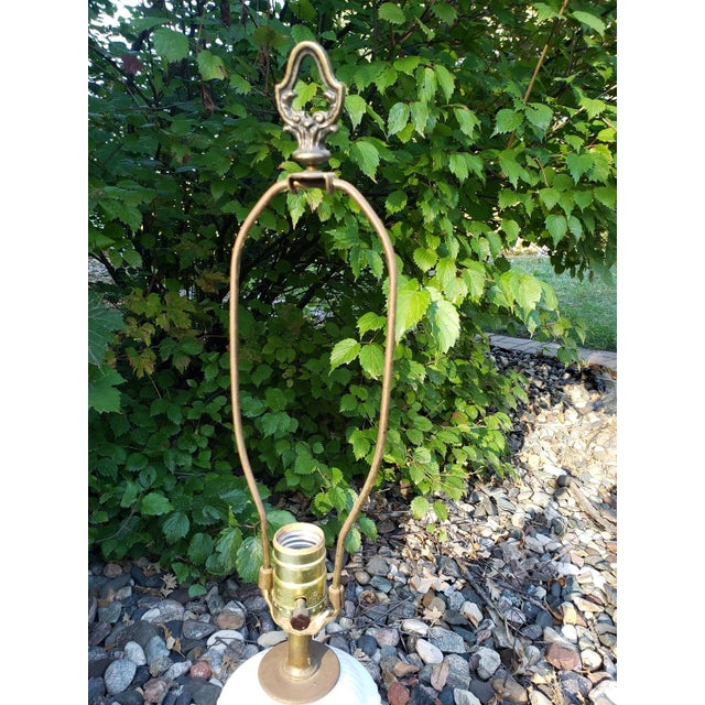 Mid 20th Century Accurate Casting Art Deco Hollywood Regency Glass Lamp Iridiscent Milk White Diamond Cut For Sale - Image 9 of 9