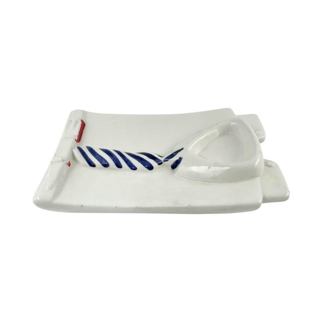 Mid 20th Century Vintage White Shirt & Tie Ceramic Ashtray Catchall Dish Made in Italy For Sale - Image 5 of 14