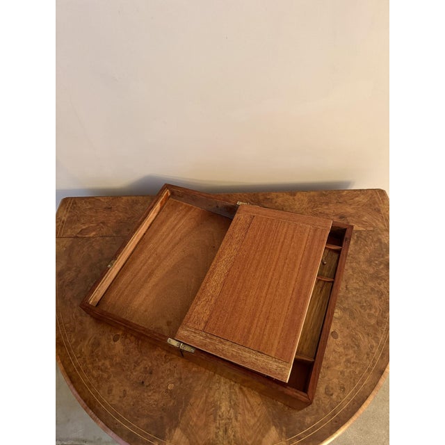 Wood Antique Victorian Walnut Tunbridge Ware Inlaid Writing Slope, 1860 For Sale - Image 7 of 8