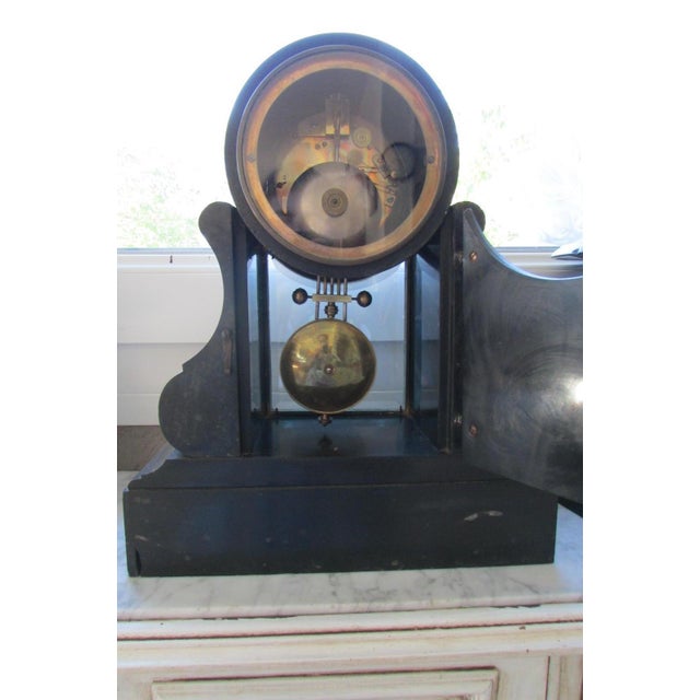 Black Napoleon III Mantelpiece Set of Clock and Cassolettes, Set of 3 For Sale - Image 8 of 13