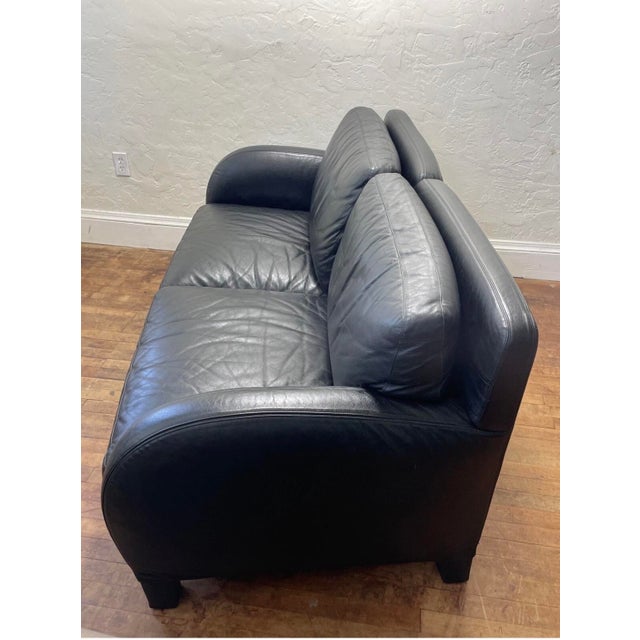 B&b Italia Antonio Citterio for Cina Two Seat Black Leather Sofa For Sale - Image 9 of 10