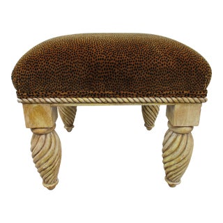 Square Leopard Print Low Stool or Footstool For Sale
