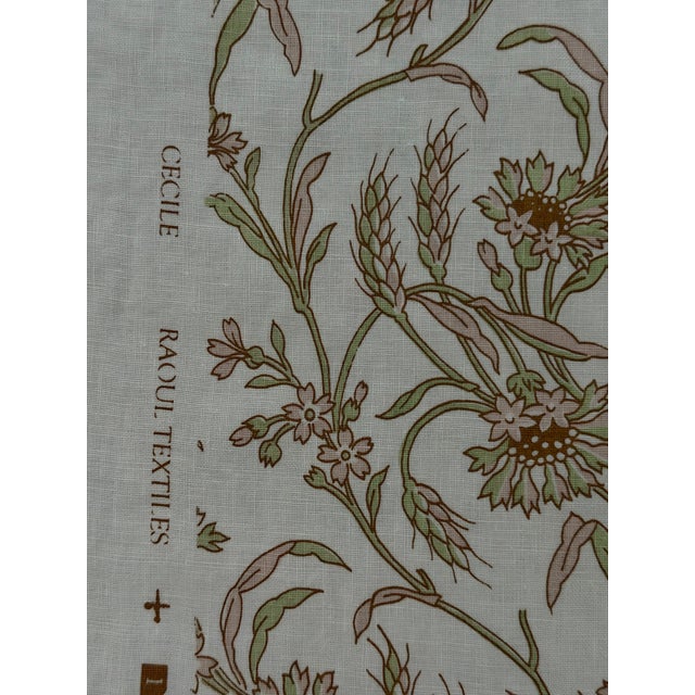 2020s Raoul Textiles Oyster Linen Fabric - Cecile / Sprout Hand Printer 2 1/3 Yds For Sale - Image 5 of 7
