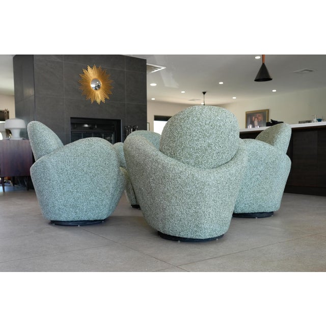 Textile Michael Wolk “Miami” Swivel Lounge Chairs — Set of Four, 1998 For Sale - Image 7 of 18