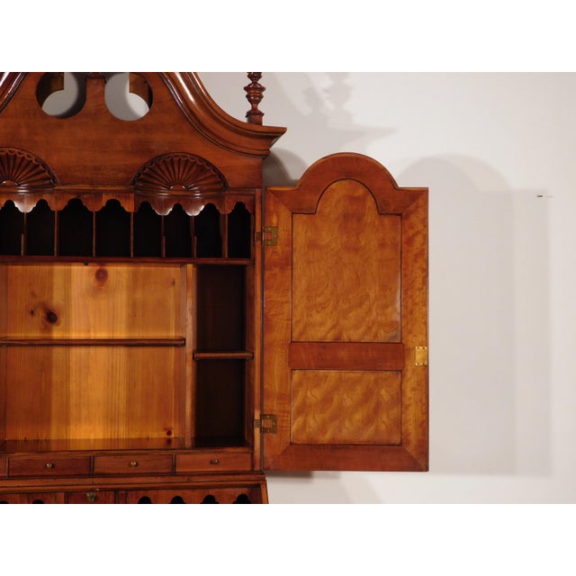Brown Rare Antique Wright Table Co. Tiger Maple Cherry Pine Chippendale Secretary Desk For Sale - Image 8 of 18