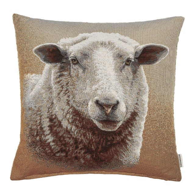Wooliam Sheep Woven Cushion With Feather Filler - 42x42cm (17"x17") For Sale