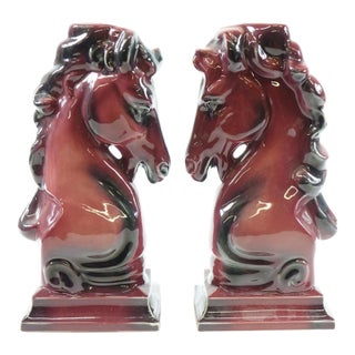 1970s European Porcelain Bookends of Horses - A Pair For Sale