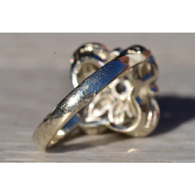 The Crimson Ridge: Ladies Antique 14K White Gold Diamond Princess Ring For Sale In Philadelphia - Image 6 of 10