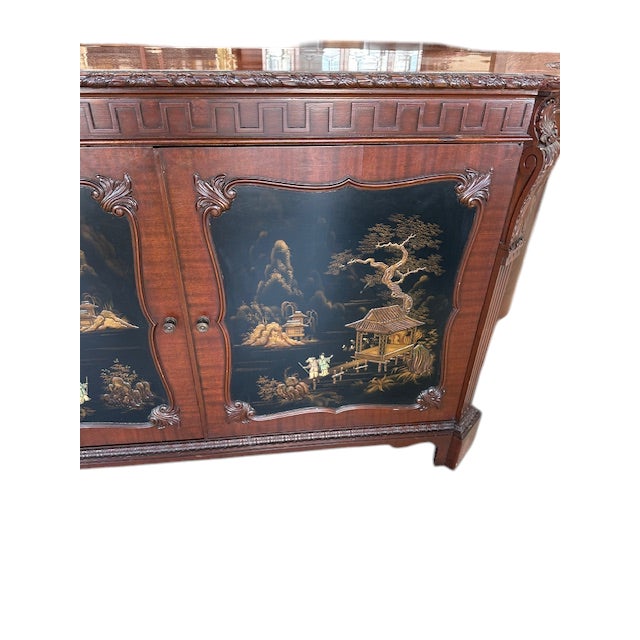 Brown 1920s English Chinoiserie Mahogany Credenza For Sale - Image 8 of 12
