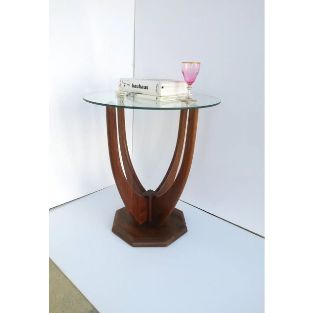 Midcentury Modern Wood and Glass Side Table For Sale - Image 4 of 11