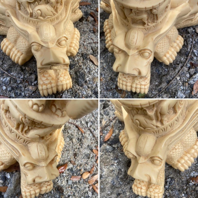 Cream Mid Century Italian Hand Carved Celluloid Table For Sale - Image 8 of 12