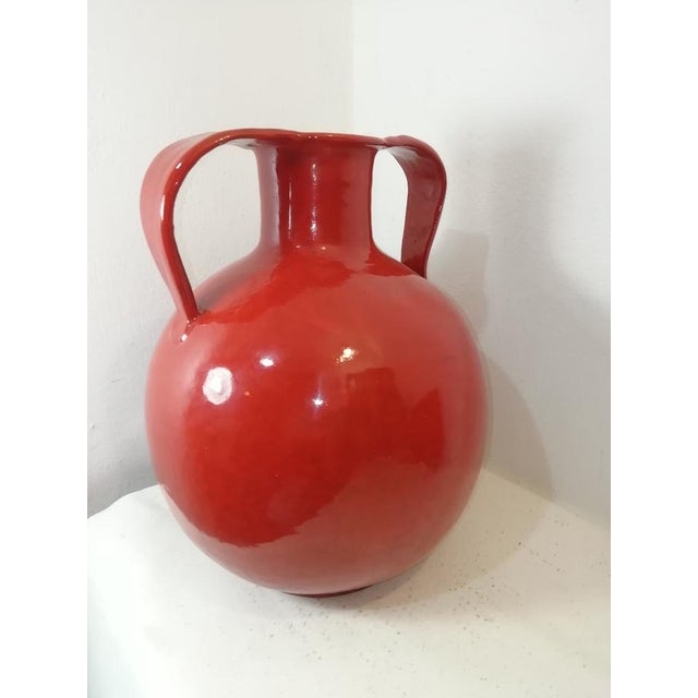 Mid-Century Modern Large Vintage Red Ceramic Vase, Italy, 1950s For Sale - Image 3 of 8